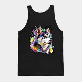 Husky Colorfull Pop Art Design For Dog Onwer Tank Top